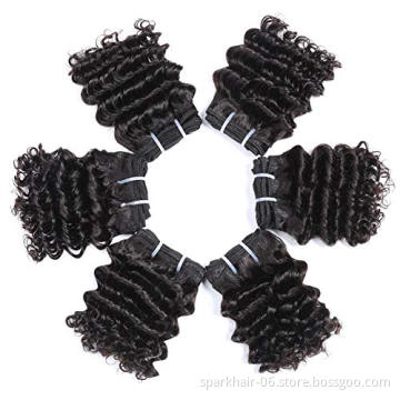 Spark 10A Deep Wave  Bundles Short Brazilian Vingin Hair Weave Bundles Deep Wave Curly Human Hair Bundles Sew in Extension